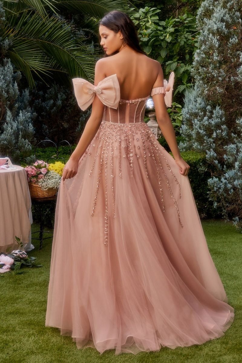 Romántico vestido de tul en capas corte A de corpiño transparente con escote en V cuentas florales de diamantes de imitación adornan las copas del corpiño y se esparcen en la cintura de la falda