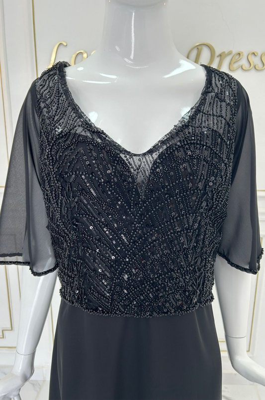 Vestido Negro Bordado Fino