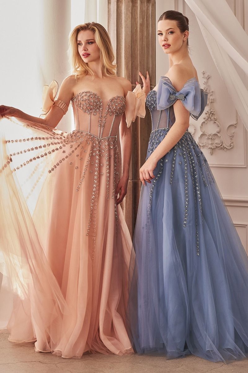 Vestidos de tul con escote en corazón sin tirantes y lazo Cabernet
